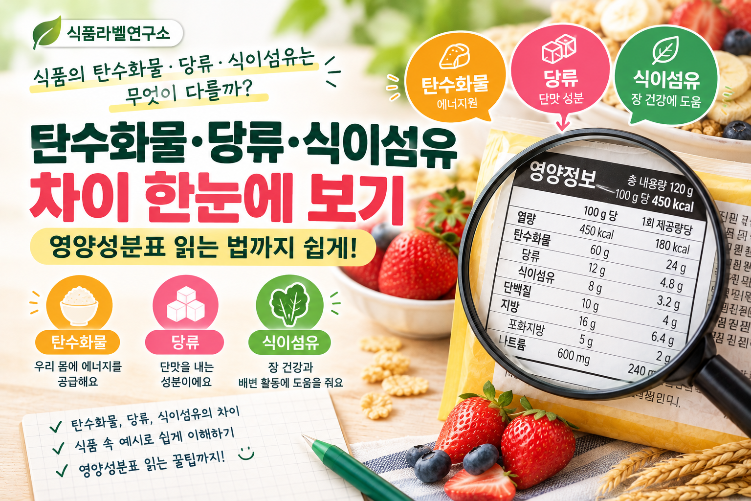 탄수화물·당류·식이섬유 한눈에 보기